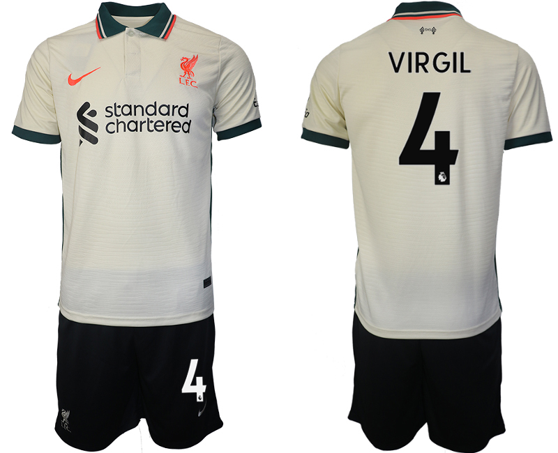 Men 2021-2022 Club Liverpool away cream #4 Soccer Jersey->liverpool jersey->Soccer Club Jersey